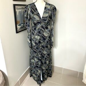 Ganni Paisley Black and Green Maxi Dress with Slit SZ EU 38/US 6